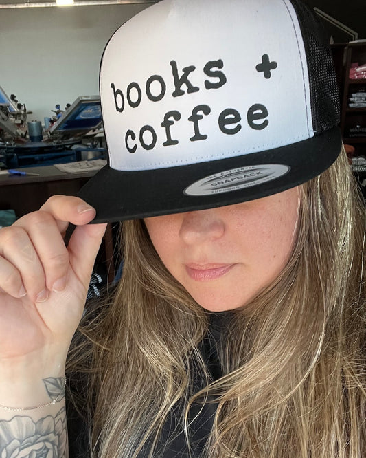 books + coffee Trucker Hat